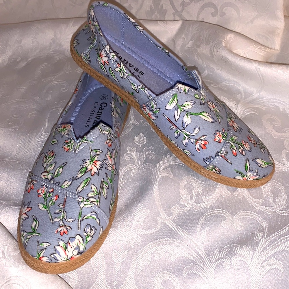 Canvas Casuals floral slip- ons size medium